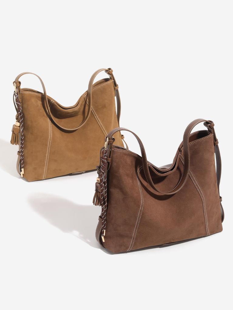 2025 Relaxed Retro Suede Hobo Tote - Large Capacity Crossbody Bag