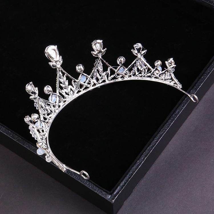 Korean Bridal Handmade Crown Princess Hair Accessories Large Crown Female Alloy Crystal Headdress