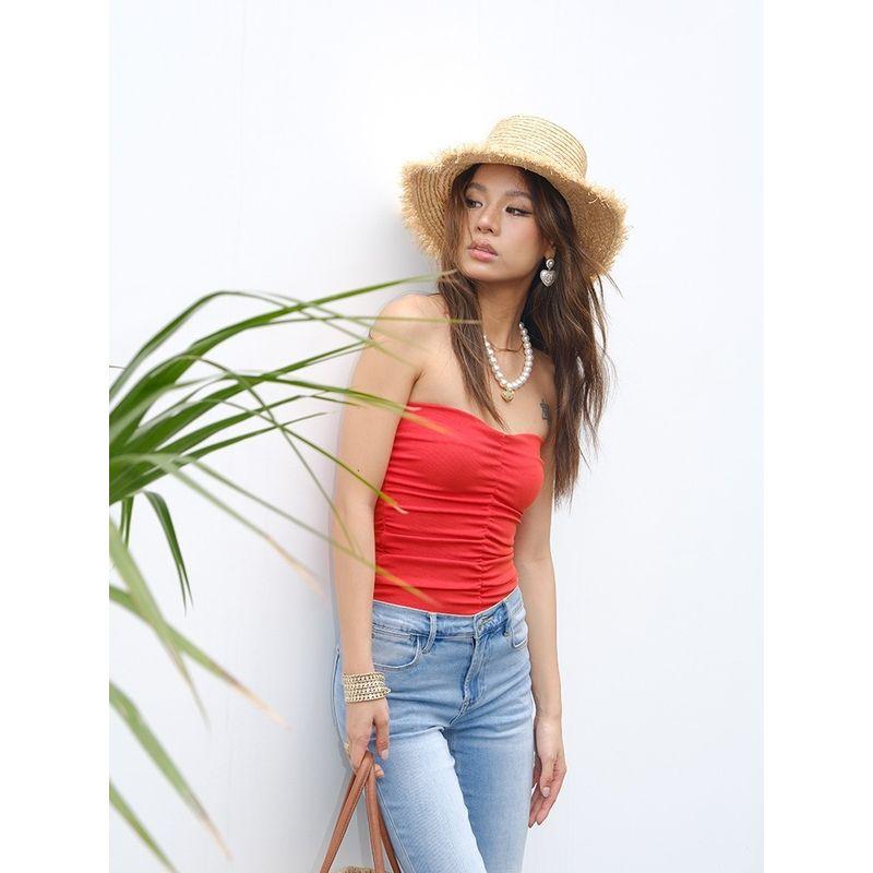 

Bodysuit Vacation Bright Orange Jumpsuit Tube Top Orange L