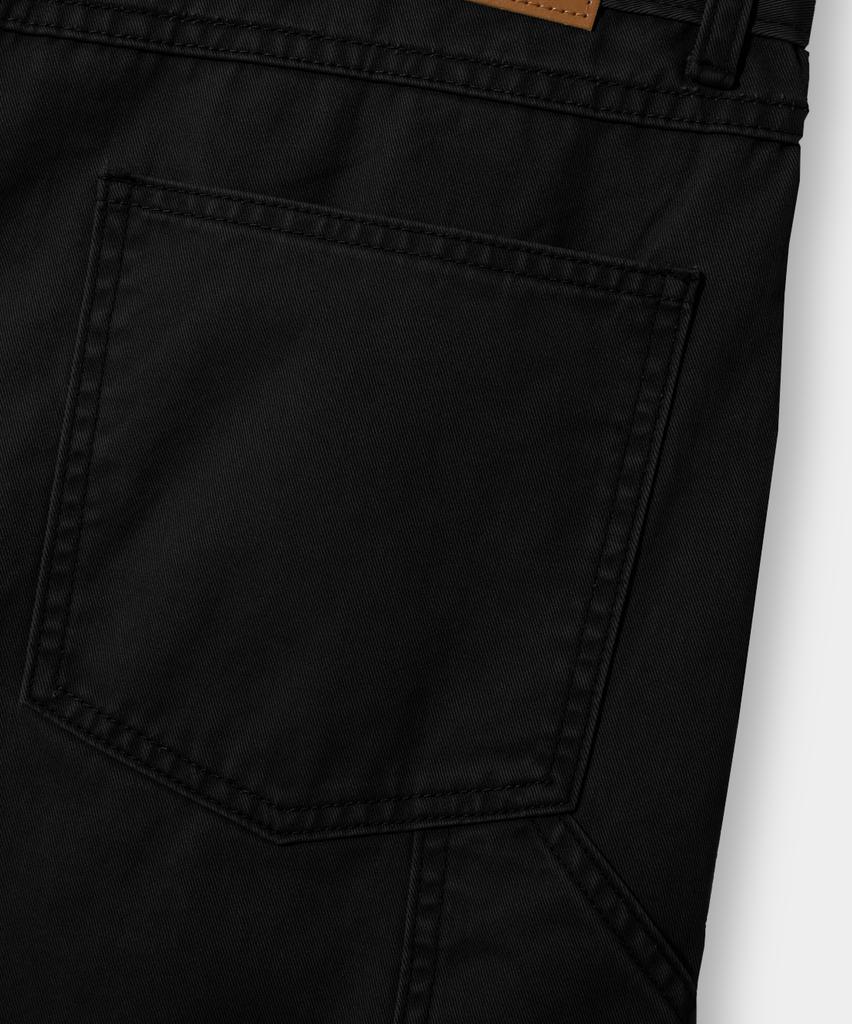 Dimiteulibeullaeg Bio-Washed Carpenter Bermuda Cotton Pants_Black