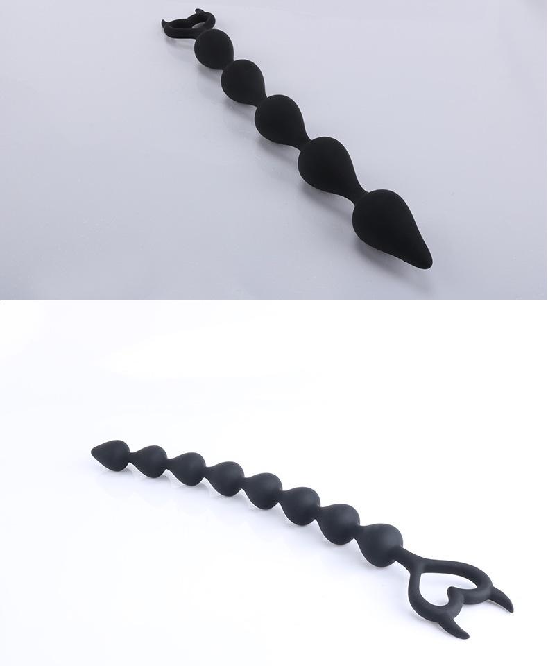Runyu Devil Silicone Butt Plug Extra-Long Anal Beads Stimulation Toy