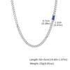 Men's Blue Natural Stone Chain Necklace,5mm Trendy Stainless Steel Cuban Link Choker,Hip-hop Punk Jewelry Gift