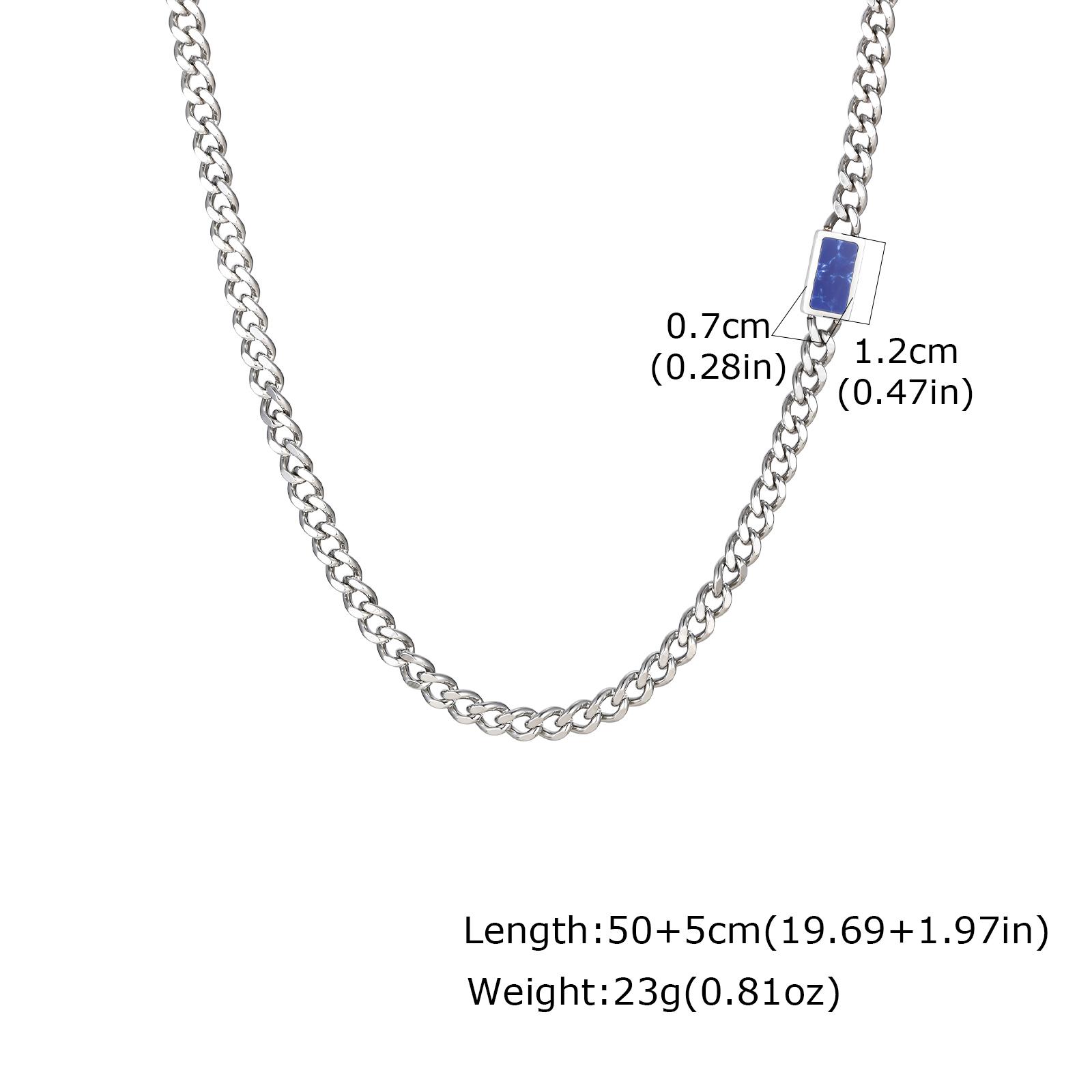 

Square Natural Stone Stainless Steel Chain Necklace for Men, Tiger Eye Stone Lapis Lazuli Pendant, Punk Stylish Jewelry Gift