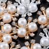 20pcs Imitation Pearl Flower Rhinestone Hair Clip Hairband Headdress Clothing Buckle Jewelry Making Accessories DIY Wholesale