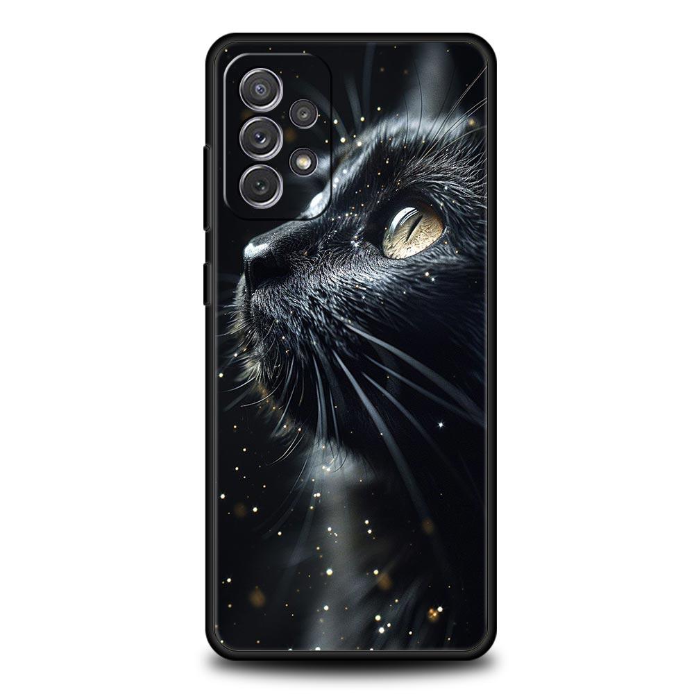 Black Cat Phone Case for Samsung A51 A71 A21S A12 A11 A15 A25 A31 A41 A23 A33 A53 A73 A03S A05S A13 5G A35 A55 Cover