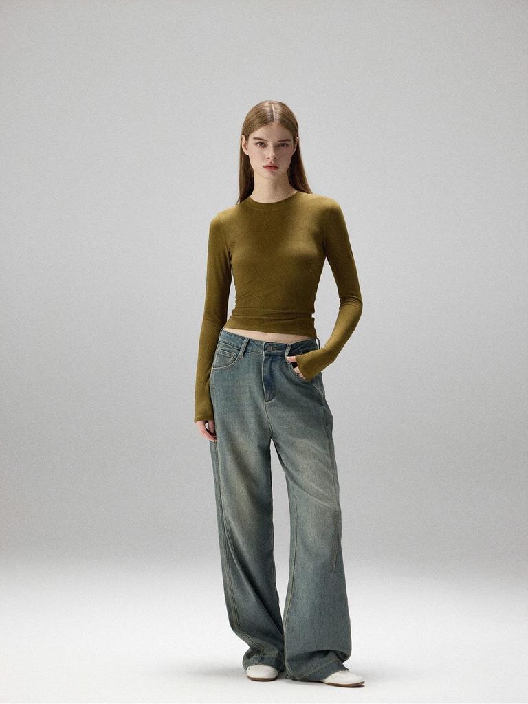 2025 Spring/Autumn Slim-fit Long-sleeve Elastic Base Layer T-shirt