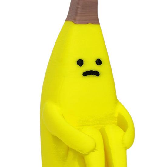 3D Printed Banana Man Figurine Funny Disappointed Banana Sculpture for Home Office Living Room Desktop Decor