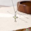 S925 Sterlingsilber Nicht verblassende Halskette Damen Natürlicher Kristall Kreuz Anhänger Peridot Schlüsselbein Kette Damen Urlaubsgeschenk