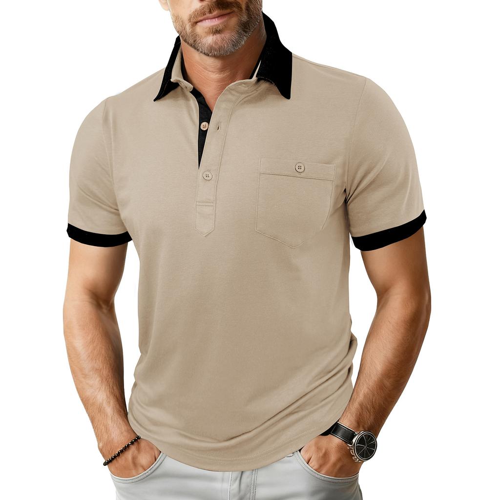 Men's Loose Threaded Cuffs Short,sleeved Men's Casual Lapel Button Top