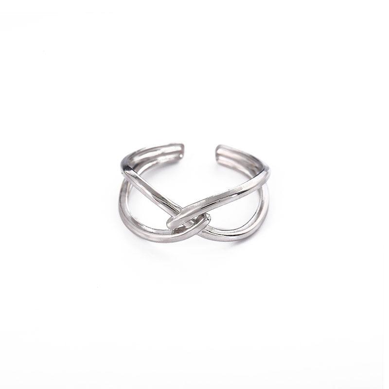 Simple Stylish Cross C Ring Neutral Vintage Opening Adjustable Oil Pressure Ring Jewelry
