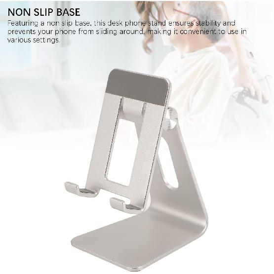 Metal Phone Stand, Angle Adjustable Non Slip Base Desk Phone Holder for Reading, Live Stream, Fits All Smart Phones