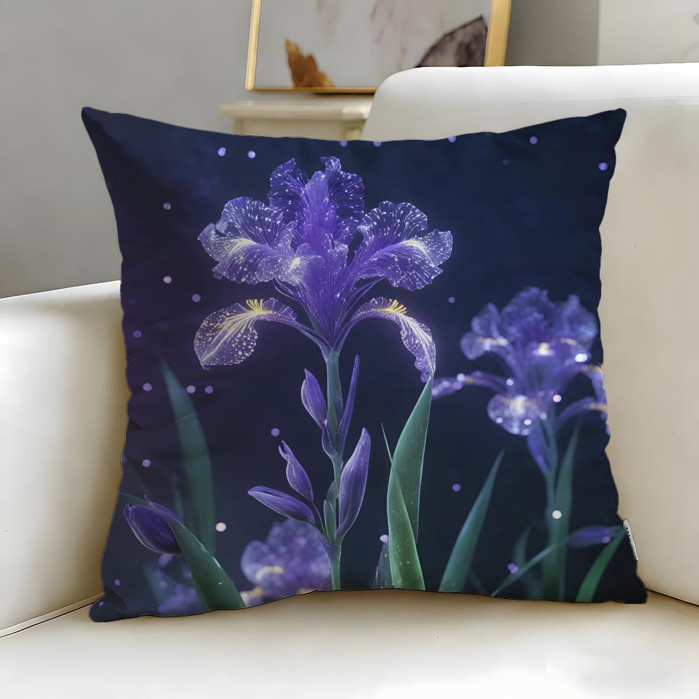 classic theme Iris Cushion Cover Soft & Easy-Wash Pillow Case – Versatile for Couch, Bed, Travel and Office