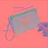 Cute Heart Pvc Transparent Handbag Coin Purse With Beads Chain Women Wallet Zipper Bag Wallet Earphone Key Storage Bag Girl Gift