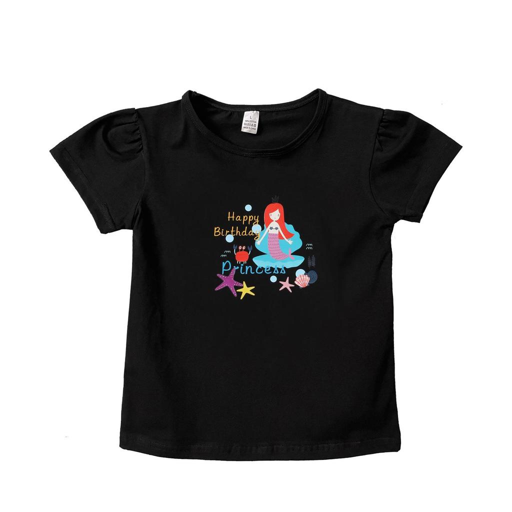 2025 New Cartoon Print Short Sleeve Children's Birthday T-Shirt, 20 Styles
