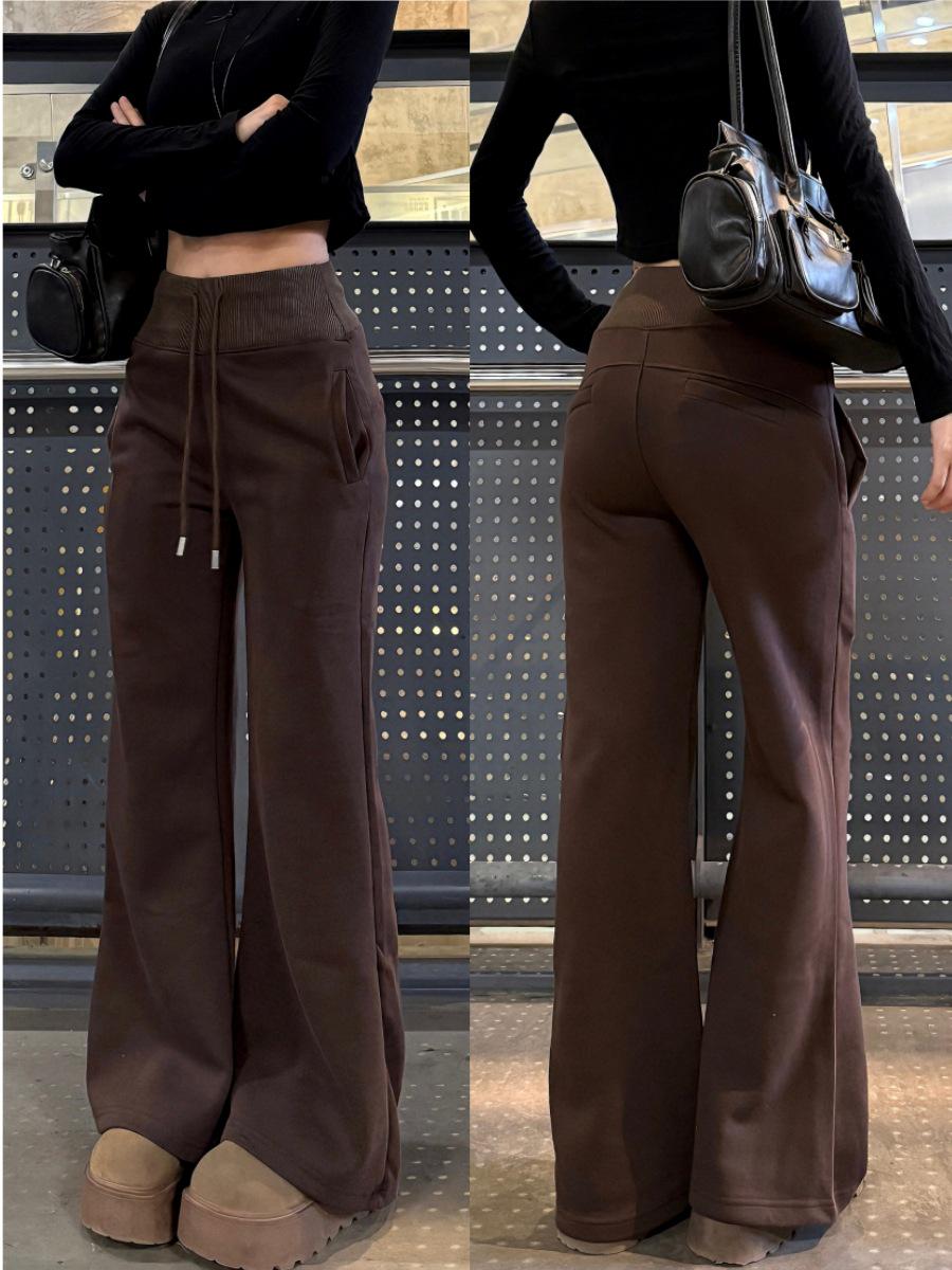 

Women s Velvet High Waist Flared Pants: Winter 2025 Wide-Leg Yoga Sweatpants XL (62.5-70 kg)