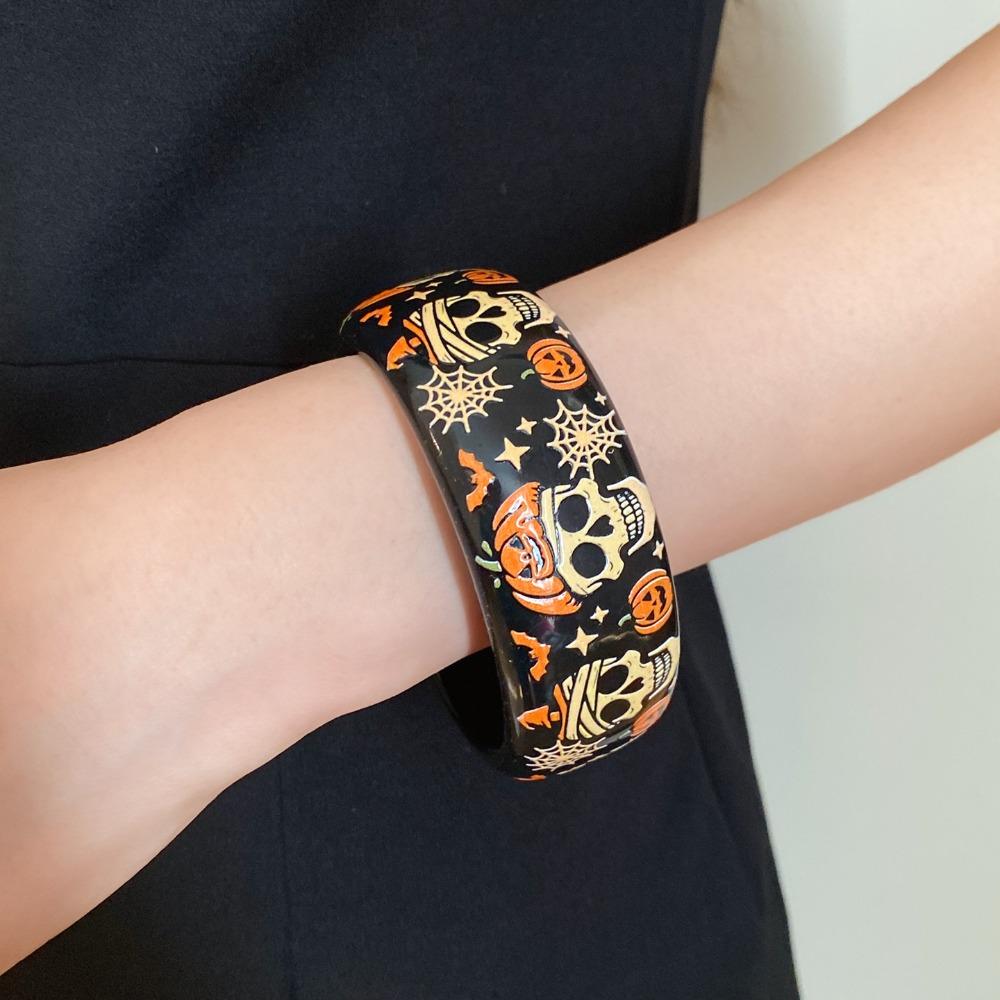 Europe American Style Halloween Acrylic Bangle Pumpkin Skull Hand Ring Girls