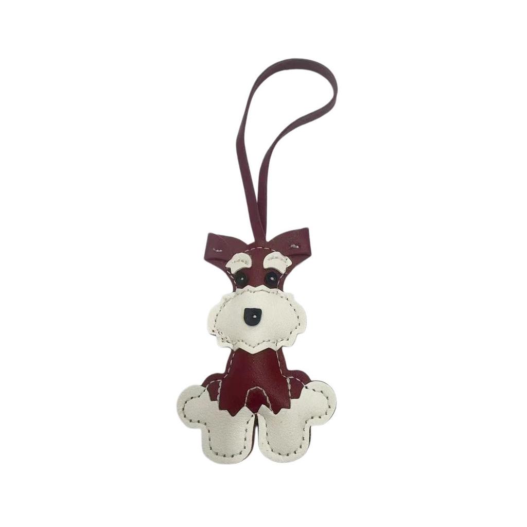 Mini Schnauzer Cute Cartoon Leather Bag Lanyard Keychain Pendant - Creative Small Gift