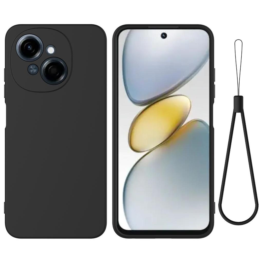 For TECNO Spark Go 2025 Case Liquid Silicone Phone Back Cover with Hand Strap