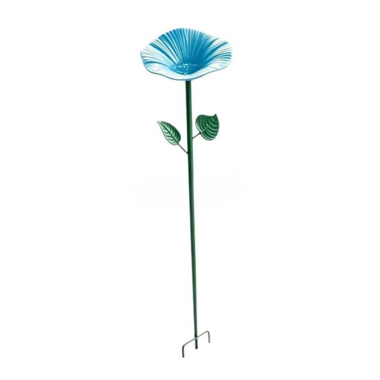 

Flower Hummingbird Water Feeder Metal Garden Post Bee Watering Station And Butterfly Waterer Outdoor Bird Bath for Pollinators Garden Decor светло-синий
