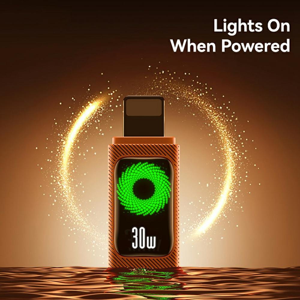 USAMS SJ774 U92 1.2m Type-C to Lightning Cable 30W Fast Charging Data Transfer Cord with LED Light