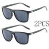 2PCS Colorful Fashion Square Sunglasses Women Men Simple Trend Brand Designer Sun Glasses Driving Male Female Glasses UV400