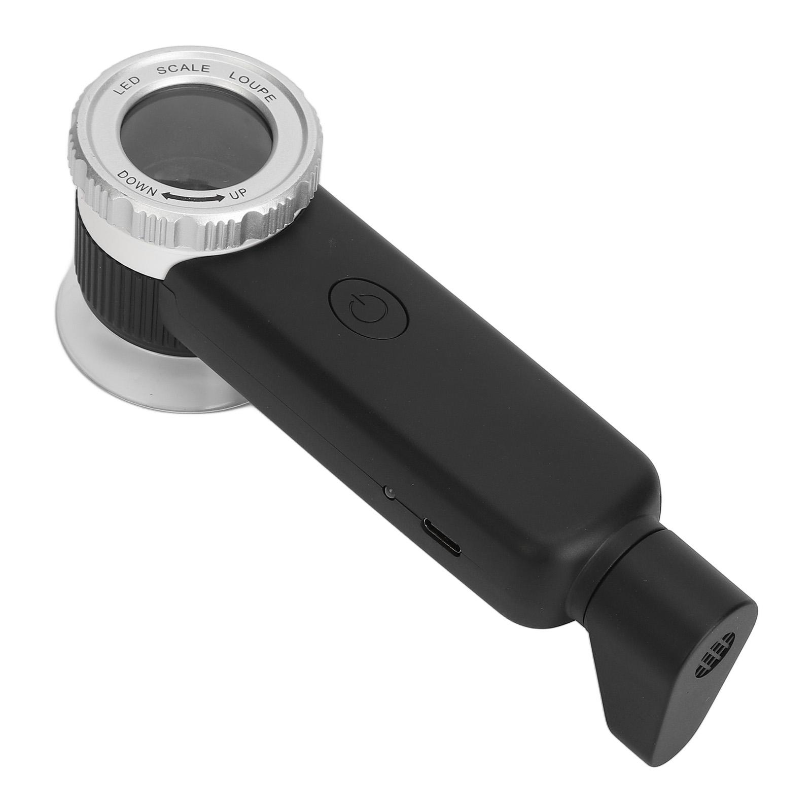 

30X Magnifier White Purple Yellow 3 Color Light USB Rechargeable Magnifying Glass with