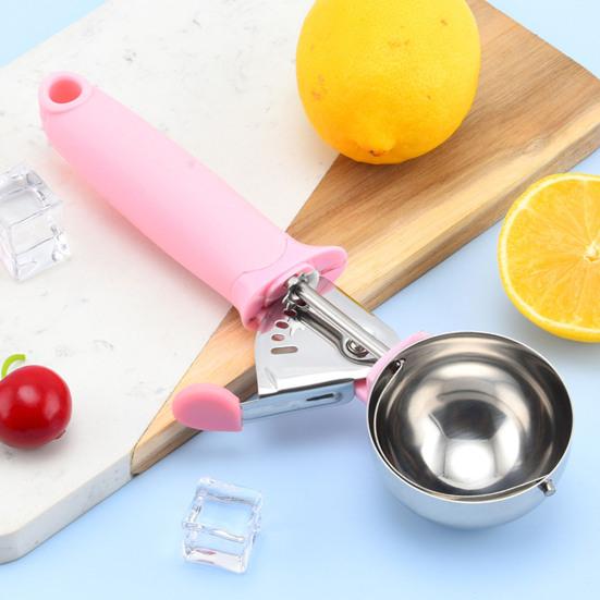 Ice Cream Scoop with Press Release, Stainless Steel Melon Baller, Non Stick Fruit Scoop for Watermelon, Kitchen Tool