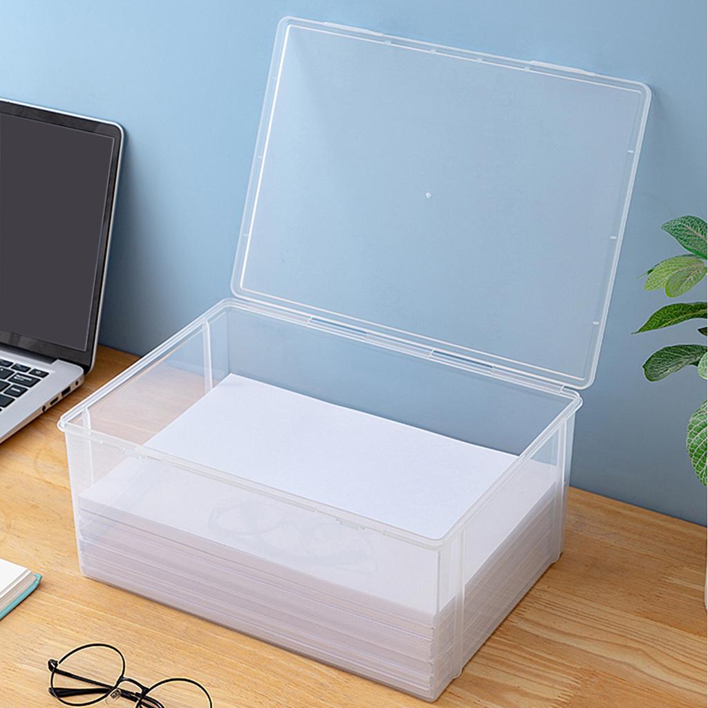 Home Office Supplies Storage Box Multifunctional Desktop Large Capacity A4 Paper Transparent Plastic Organizer Box