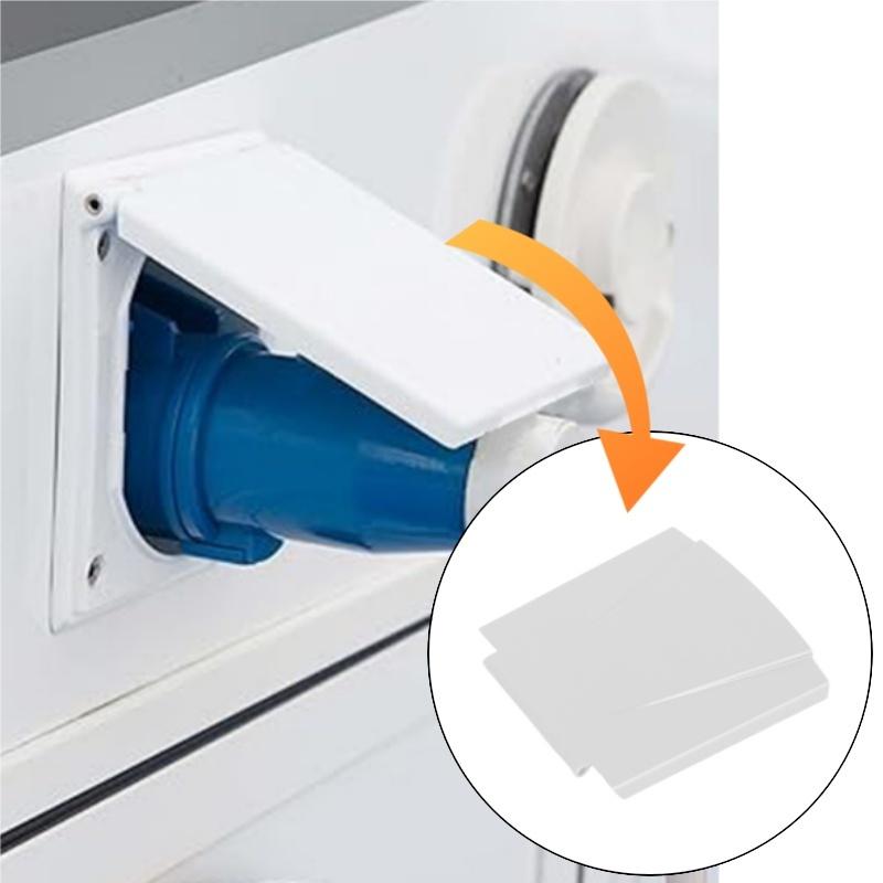 1pc White Plastic Electric Hook Up Socket Flap Lid Cover For Caravan Motorhome RV Camper Van Replacement Parts