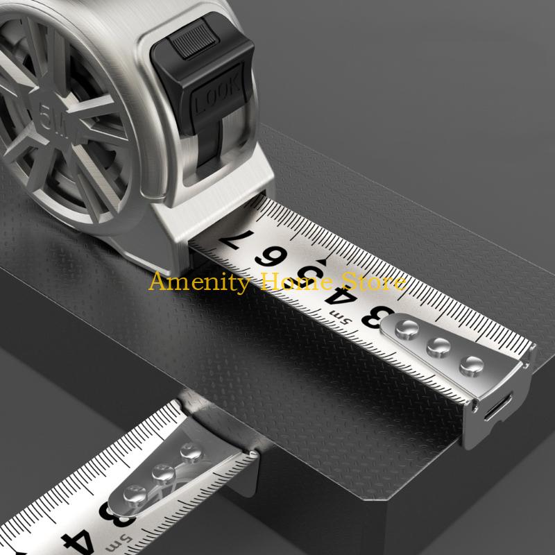 F26C 5m Tape Measure Stainless Hollow Measuring Tape with Double Lock and Clip Metric Ruler Rustproof for Construction