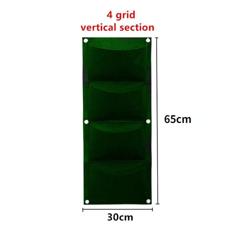 1Pc 4-Pockets Vertical Garden Planter Bag Soft Felt Material Indoor Outdoor Wall Balcony Square Shape