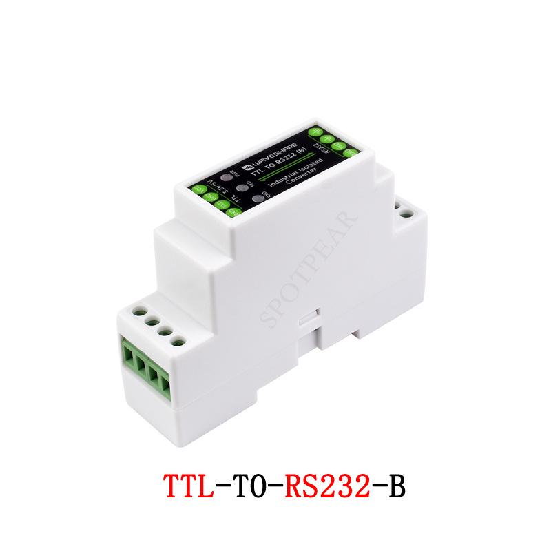 Rail-Mount TTL to RS232 Module with Electrical Isolation and Multi-Level Surge Protection