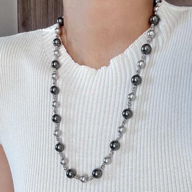 Vintage Grey-Pearl Beads Clavicle Chain Necklace for Women Fashion Elegant Geometric Layered Necklace Jewelry Accessories
