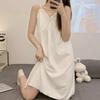 V-neck Women's Pajama Dress Sleeveless Sling Nightgown High Waist Suspender Nightdress  Female