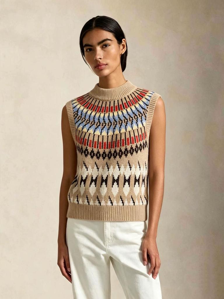 Yuehe Cross 2026 Women's Classic Retro Embroidered Knit Sweater