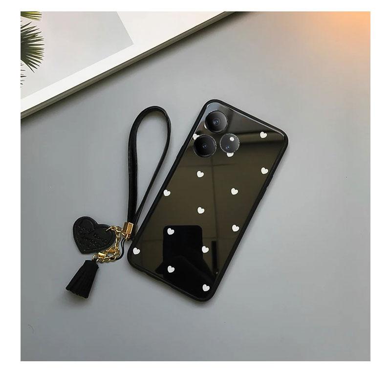 

For Realme GT 6 T GT6 Small Love Heart Tempered Glass Shockproof Hard Cover for Realme GT 6T NEO 6 5 SE NEO3 Wrist Strap Case Realme GT 6