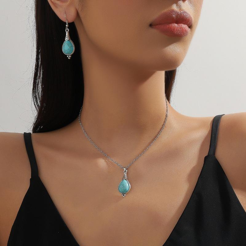 Meier Ethnic style earrings european and american turquoise retro chinese style earrings necklace suit jewelry
