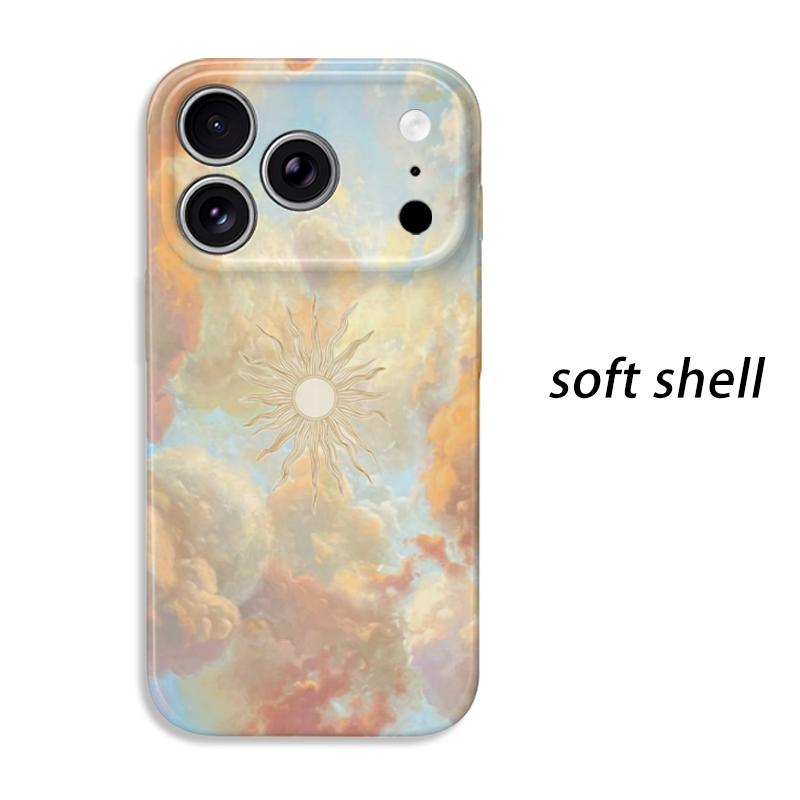 Ethereal Sun Ray Sunset Cloud Art Graphic Film Aesthetic Protective Shockproof Bumper Phone Case Cover For iPhone 14 15 16 Pro Max Plus