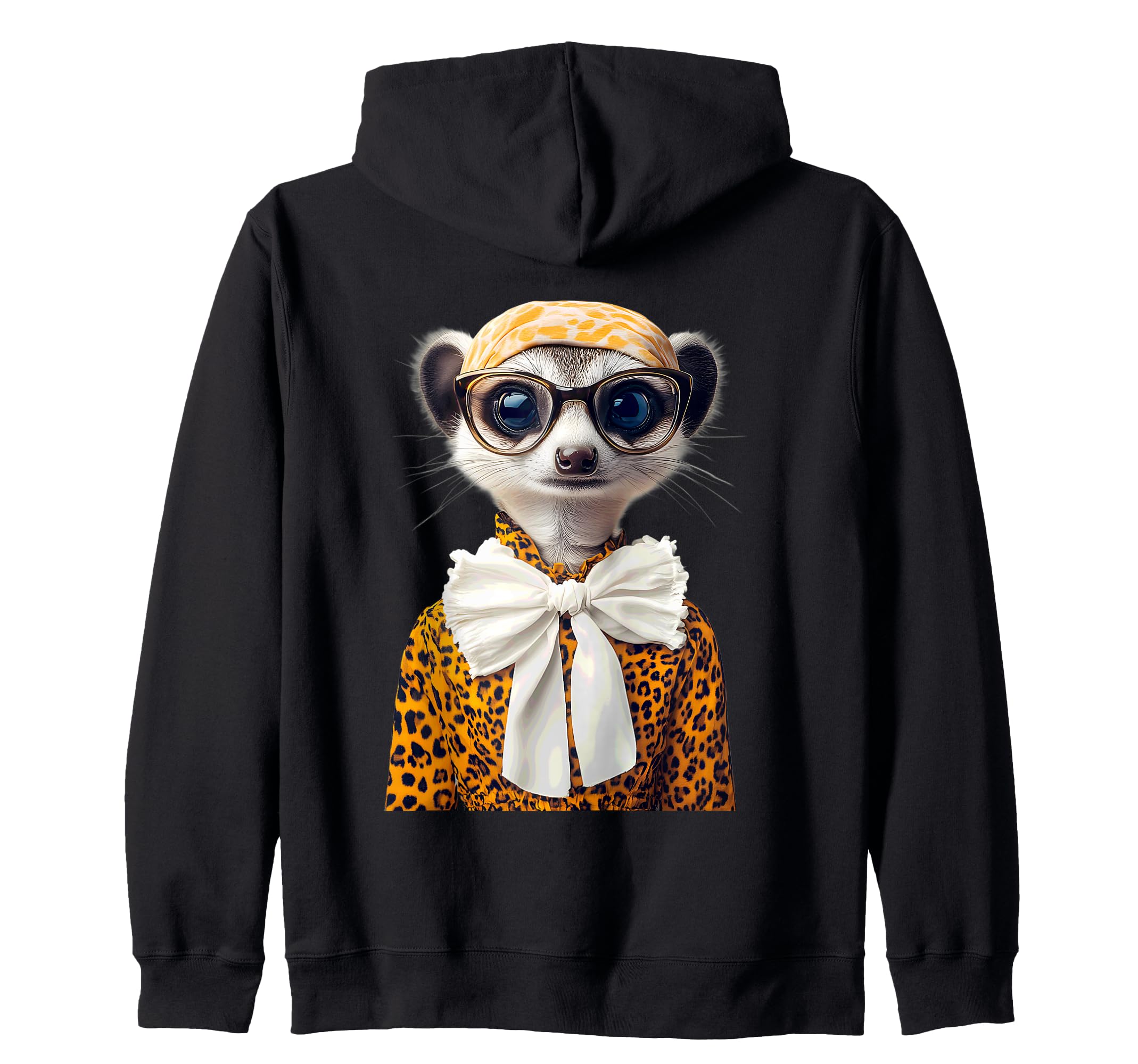 

Chic Meerkat with Glasses Leopard Print Scarf Zip-Up Hoodie