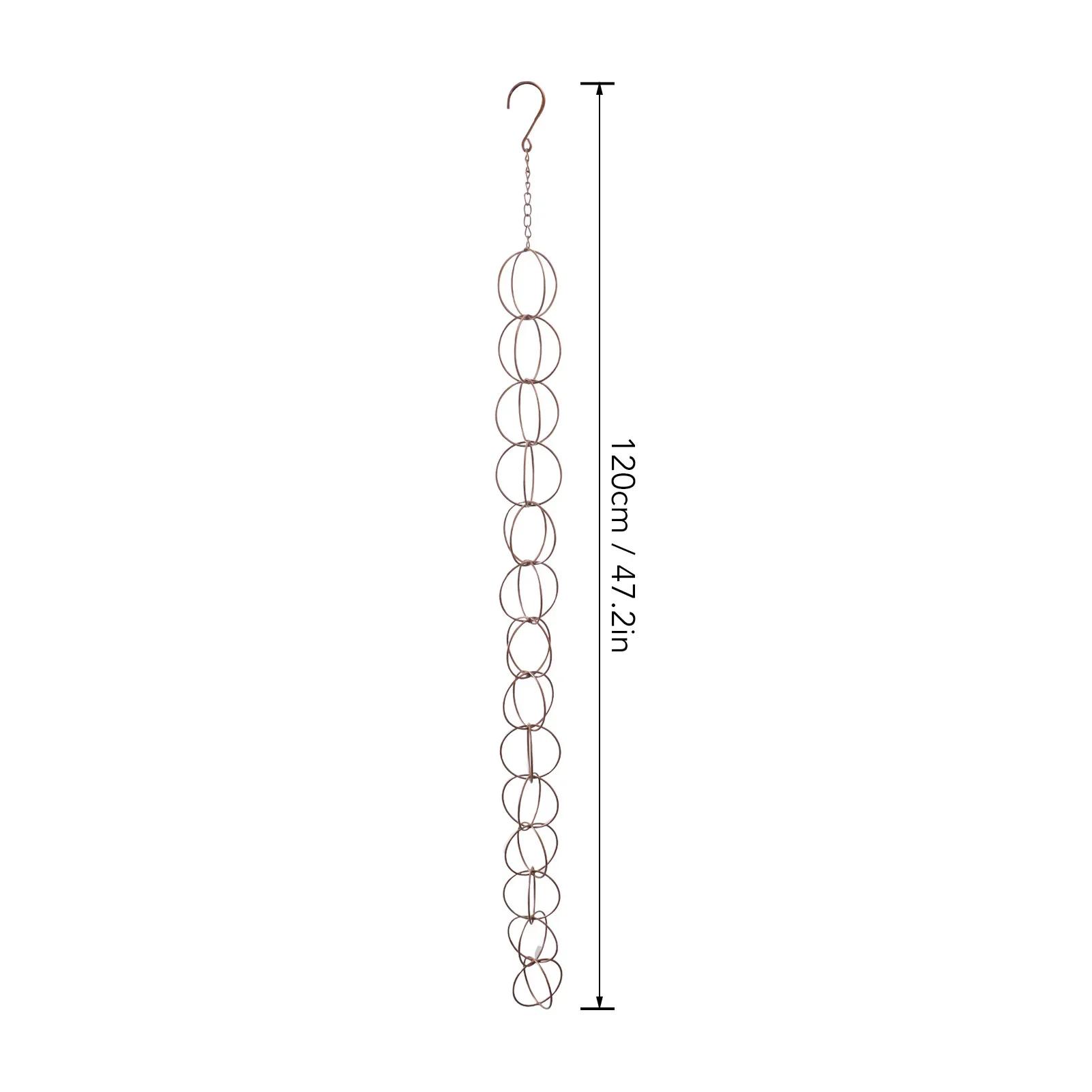 

Metal Rain Chain Drainage Function Decorative Ring Wind Chime With Hook For Home Balcony Patio
