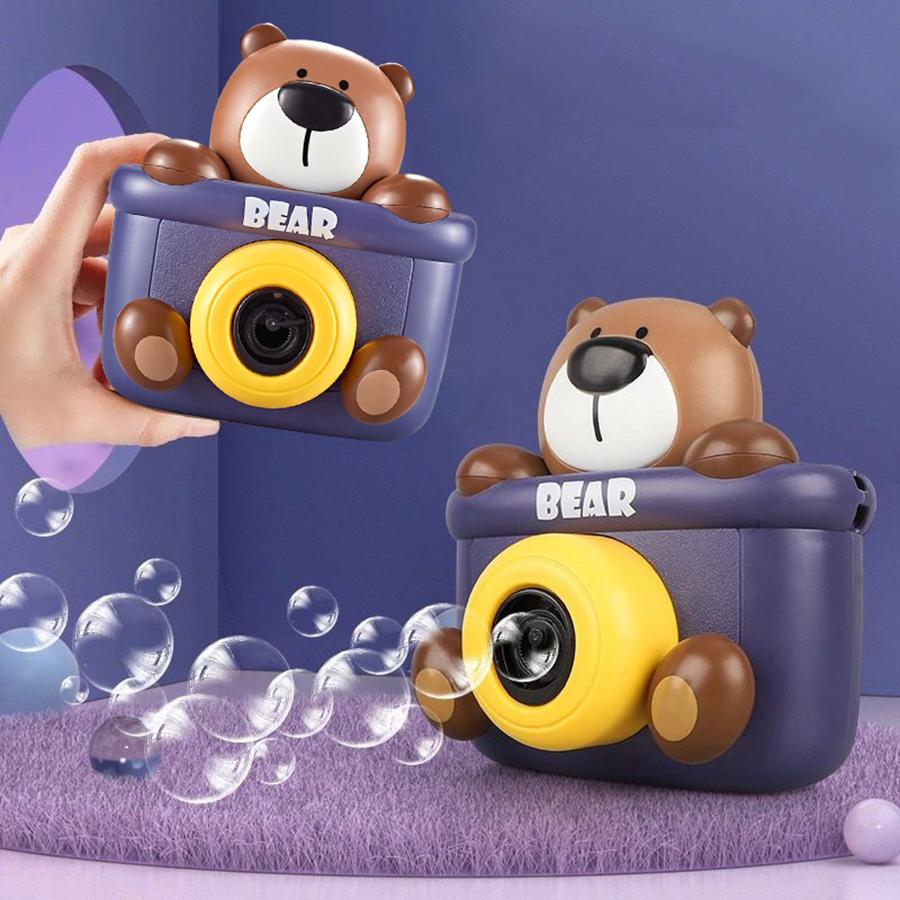 Cute Porous Electric Bear Bubble Machine Kid Toy Automatic Soap Blower with Lights Music Summer Outdoor Party Games Toys