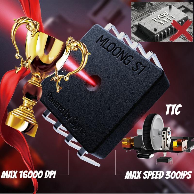 3-Mode Gaming Mouse 300IPS 60G Acceleration 16000DPI TTC 30M Micro Switches 1000Hz 500mAh NTC Protection