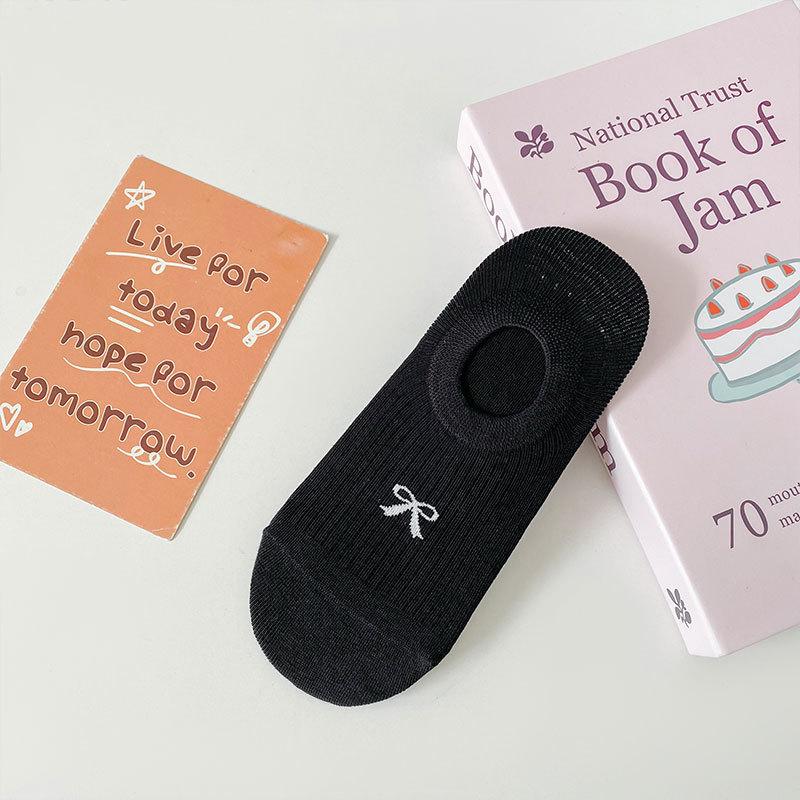 

Summer Small Fresh Bow Socks Boat Socks Thin Shallow Mouth Invisible Socks Non-Slip And Boneless Short Socks One size fits all чорний