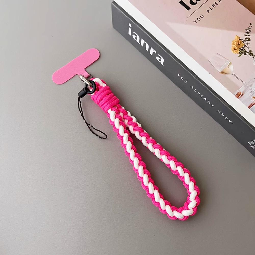 IN Korea Universal Braided Short Mobile Phone Lanyard Strap Hanging Chain Ring Cord with Patch Wrist Strap Cell Phone Detachable