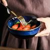 1Pcs Ceramic Salad Bowl Japanese  Ceramic Bowl Underglaze Color Soup Noodle Bowl Fruit Dessert Bowl Kiln Big Bowl