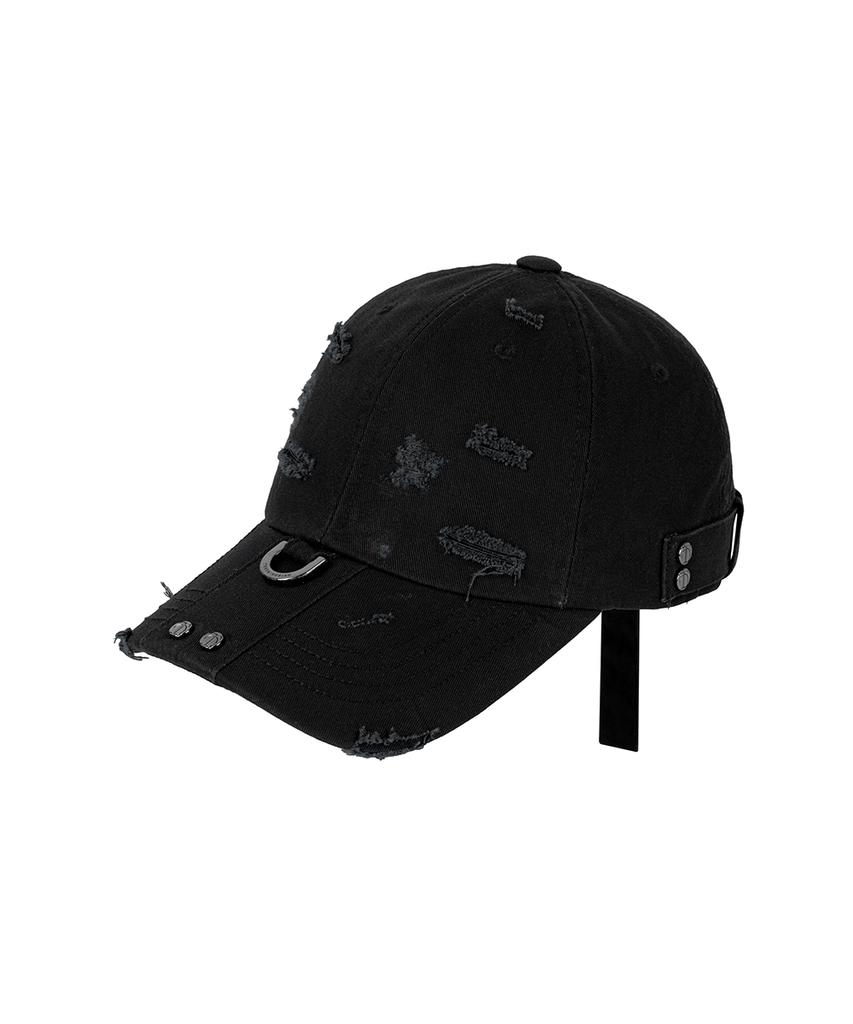 Teulimingbeodeu Destroyed Metal Detail Long Strap Cap [ Black ]