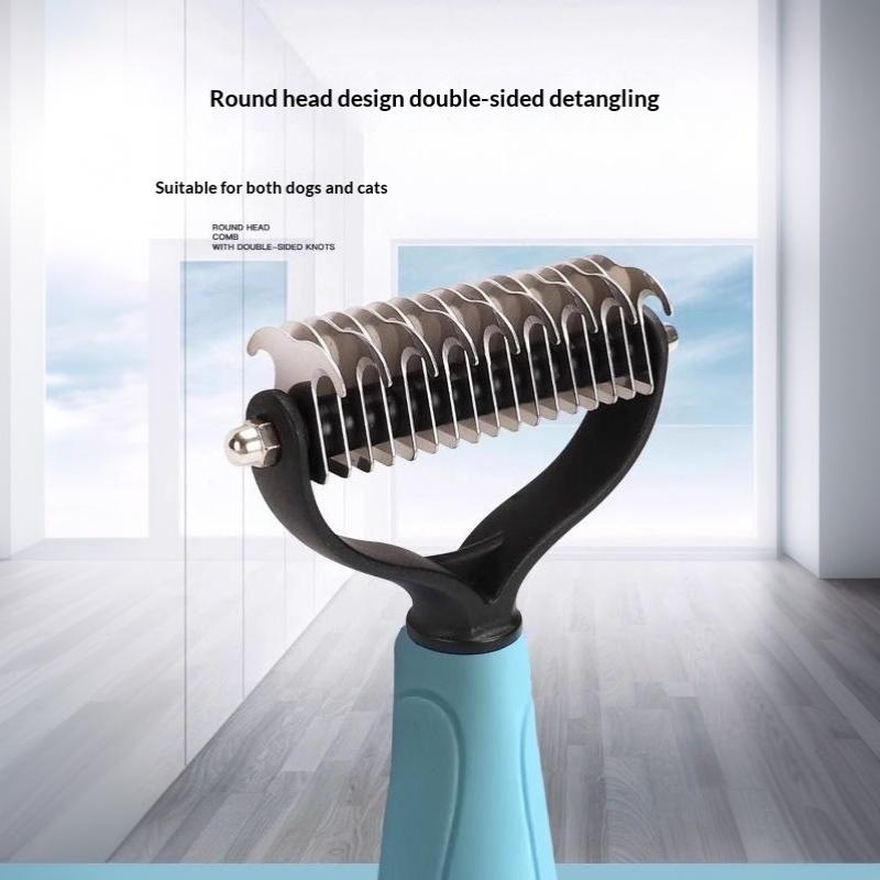 Pet Grooming Dematting Comb Double Sided Safe Blades Non Slip Handle For Dogs Cats Long Haired Pets Grooming