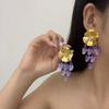 Purple Pendant Earrings, Versatile and Exaggerated Long Earrings for Summer