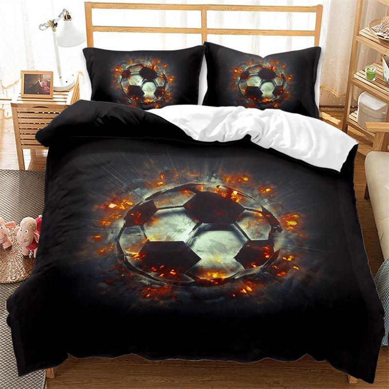 Kids Football Duvet Cover Set For Boys Girls Bedroom Decor Sports Balls Bedding Set Full Size Microfiber Soccer Comforter Cover