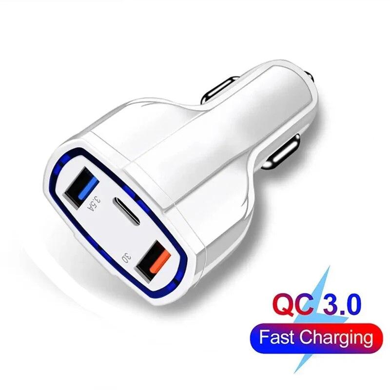 

3.5A Car Charger 35W USB Type C Quick Charge3.0 Fast Charging Adapter for iPhone 15 14 Xiaomi Redmi Sansung Mobile Phone Charger чёрный